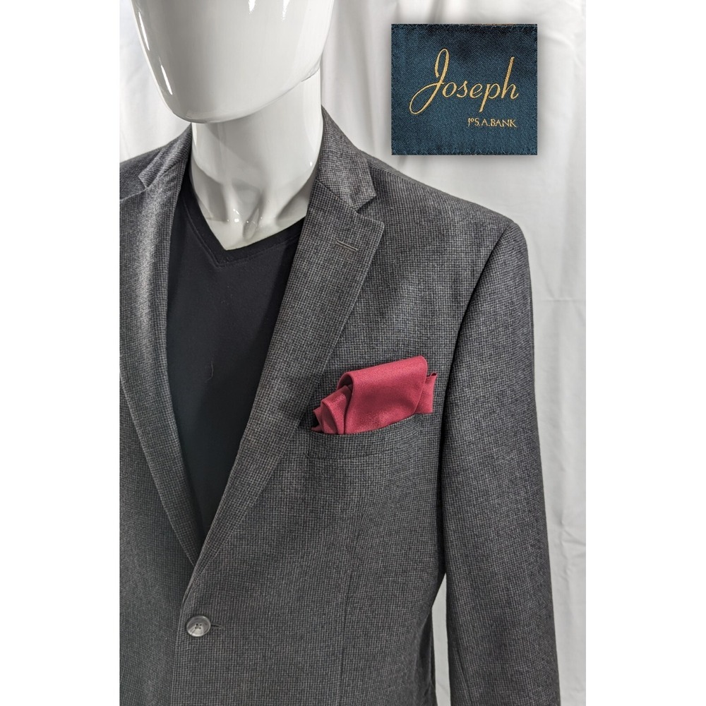 Jos.‎ A. Bank Blazer Sport Suit Jacket Wool Cashmere 42R SLIM Gray Micro Check